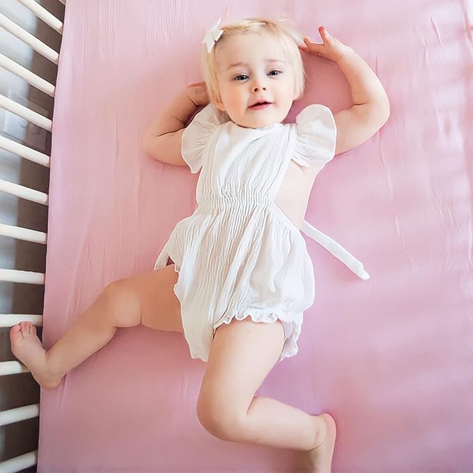 Pickle & Pumpkin Premium Organic Crib Sheet | 2 Pack 100% Organic Jersey Cotton Fitted Crib Sheets Set | Crib Bedding for Baby Girl | Toddler or Standard Crib Mattress Sheets | Pink & Floral