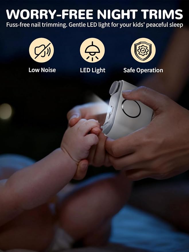 ONEDONE Electric Nail Clipper - 3-in-1 Rechargeable Baby Nail Trimmer Electric Nail File with Dual Blades 3 Speeds Fingernail Grinder Safe for Baby Women Seniors w/Ingrown Toenail Clippers