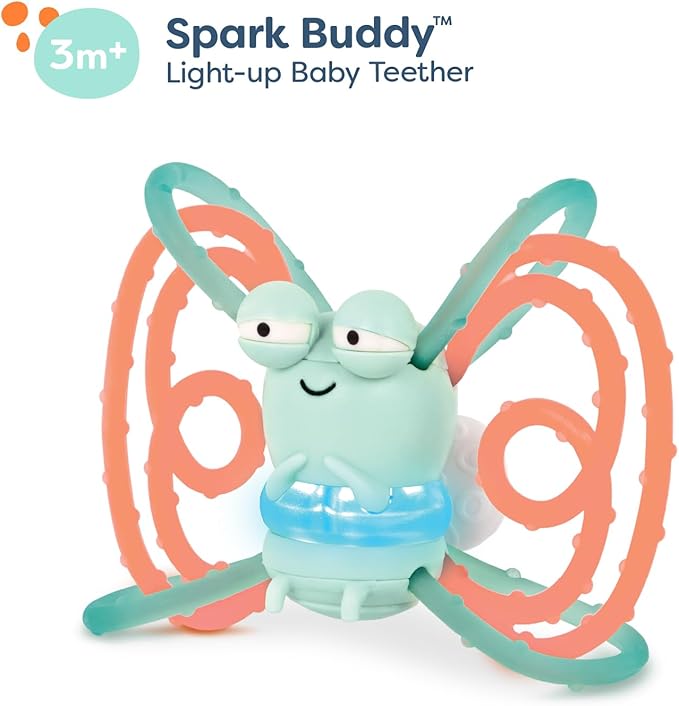 B. toys – Sensory Teether – Glowing Firefly Toy – Light – up Baby Toys – Interactive Teething Toy for Babies – 3+ Years Months – Spark Buddy