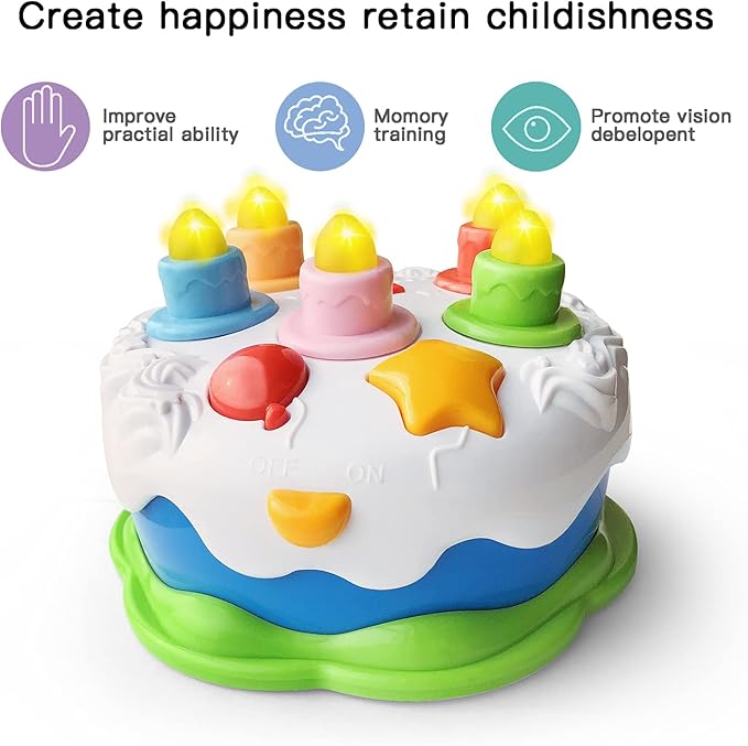 First Birthday Cake Toy - Music Cake Toys with Counting and Blow Candles Singing Toys for 1 2 3 4 Years Old Boys Girls Birthday and Xmas Gift