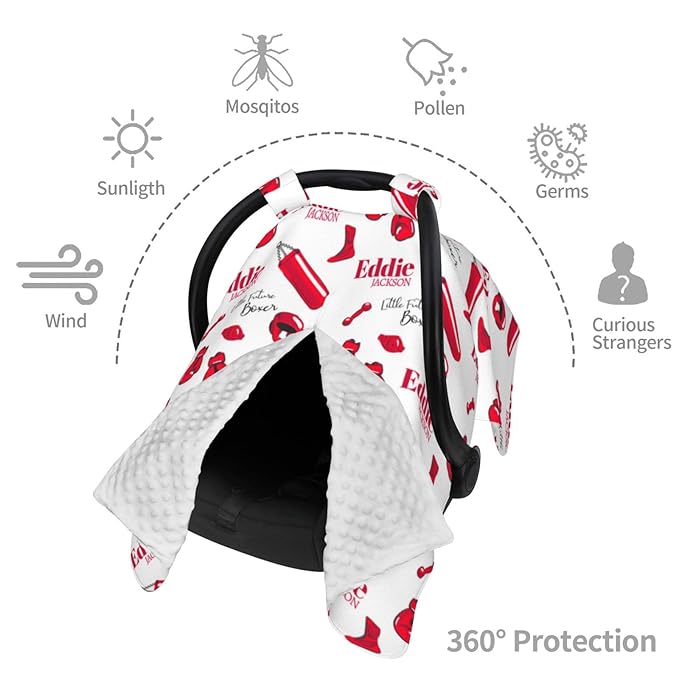 Personalized Baby Car Seat Canopy for Babies, Custom Name Baby Car Seats Covers for Boys Girls, Opening Minky Nursing Breastfeeding Cover for Infant Newborn, Carseat Canopies (Future Fighters)