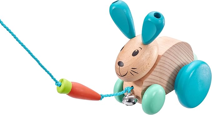 Selecta 62100 Henny Hoppel Pull Along Rabbit Wooden Push and Pull Toy 13 cm