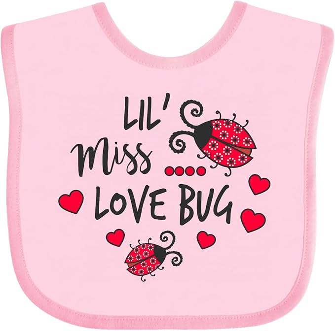 inktastic Lil Miss Love Bug with Lady Bug and Hearts Baby Bib