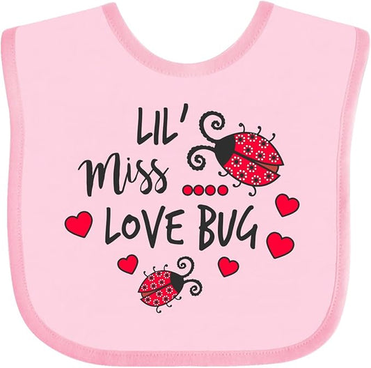 inktastic Lil Miss Love Bug with Lady Bug and Hearts Baby Bib