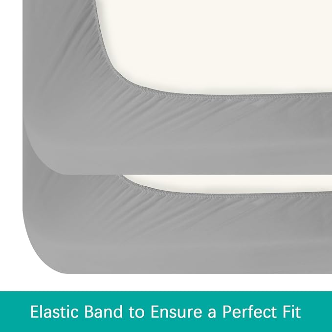 Crib Sheets Waterproof 2 Pack, Crib Mattress Protector, Toddler Fitted Crib Sheet Neutral, Ultra Soft & Breathable Toddler Bed Sheets for Boys and Girls, Grey
