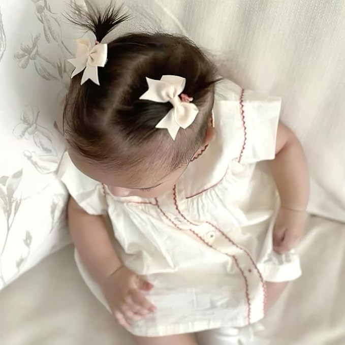 22 Pack Mini Hair Bow Clips for Baby Girls Grosgrain Ribbon Bows Tiny Hair Clips Fine Hair for Girls Infants Toddlers