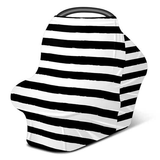 Baby Car Seat Stroller Covers Black and White Stripes Nursing Cover Breastfeeding Scarf Soft Breathable Stretchy Coverage Carseat Canopy Cover for Boys and Girls Soft Breathable Multi Use