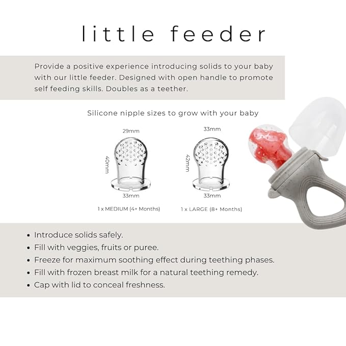 Baby Kae Little Fruit Feeder (Malted) Baby Led Weaning- BPA- Free Food- Grade Silicone, Introduce Solids, Pacifier and Fruit Feeder- Infant & Toddler Teether