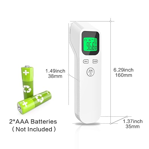 Forehead Thermometer for Adults and Kids, No Touch Digital Infrared Thermometer Temperature Gun, Accurate Instant Reading Fever Alarm 20sets Memory
