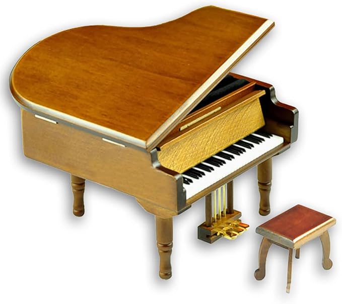 BinkeGG Play (Speak Softly Love) Brown Wooden Grand Piano Wind up Music Box with Sankyo Musical Movement (65 Tunes Option)