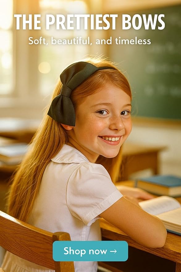 ClassExceed School Headband, Plaid bow headband, back to school, available in variety of school plaids (Plaid 79 Hunter Navy black, Regular)
