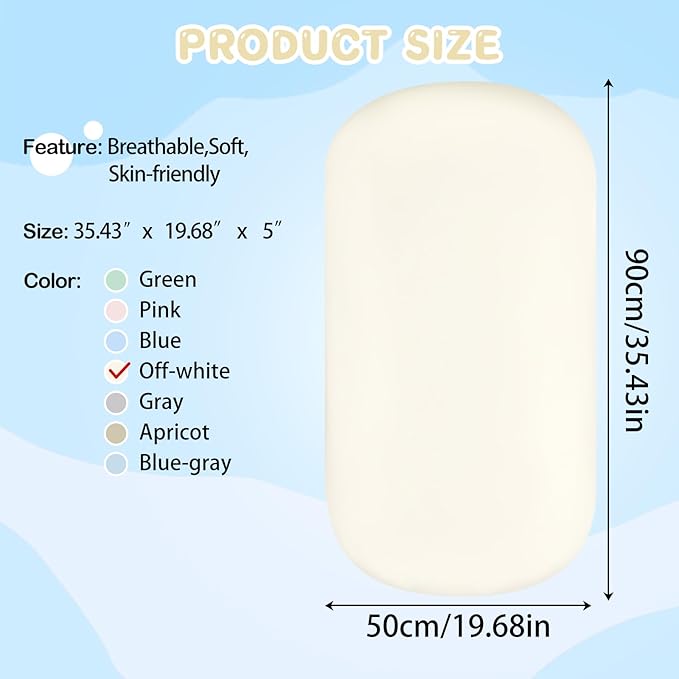 Lucakuins Baby Support Cushion, 0-24 Months Newborn Infant Support Cushion with Cover, Portable Tummy Time Mat for Home and Travel, Soft Cotton, Supervised Use, Baby Essentials Gift (White)