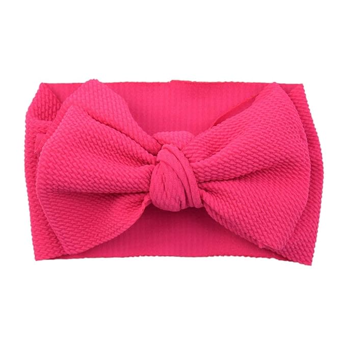 Baby Girl's 8'' Soft Big Bow knot Nylon Headband Toddler Hairband for Photography Travel Party Festivals (Fuchsia)
