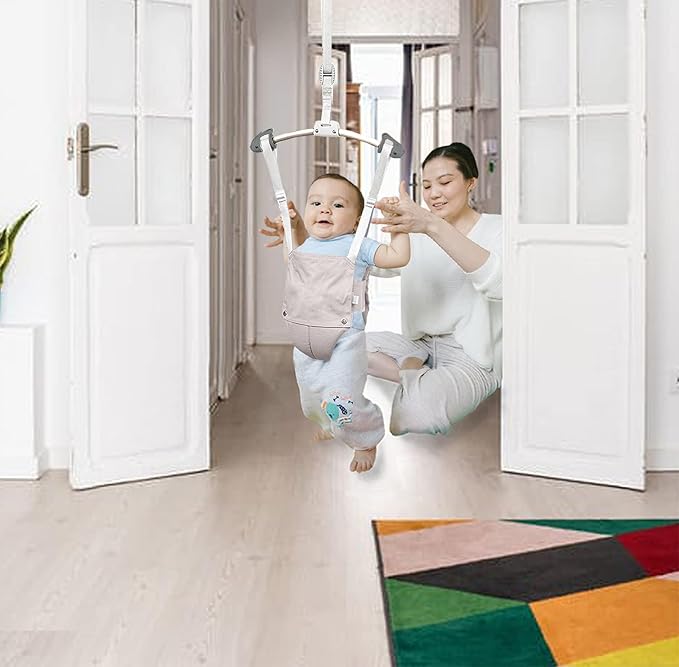 Creative Baby Door Jumper Set - Adjustable Toddler Baby Bouncer Baby Toys Baby Walker Swing (Gray)