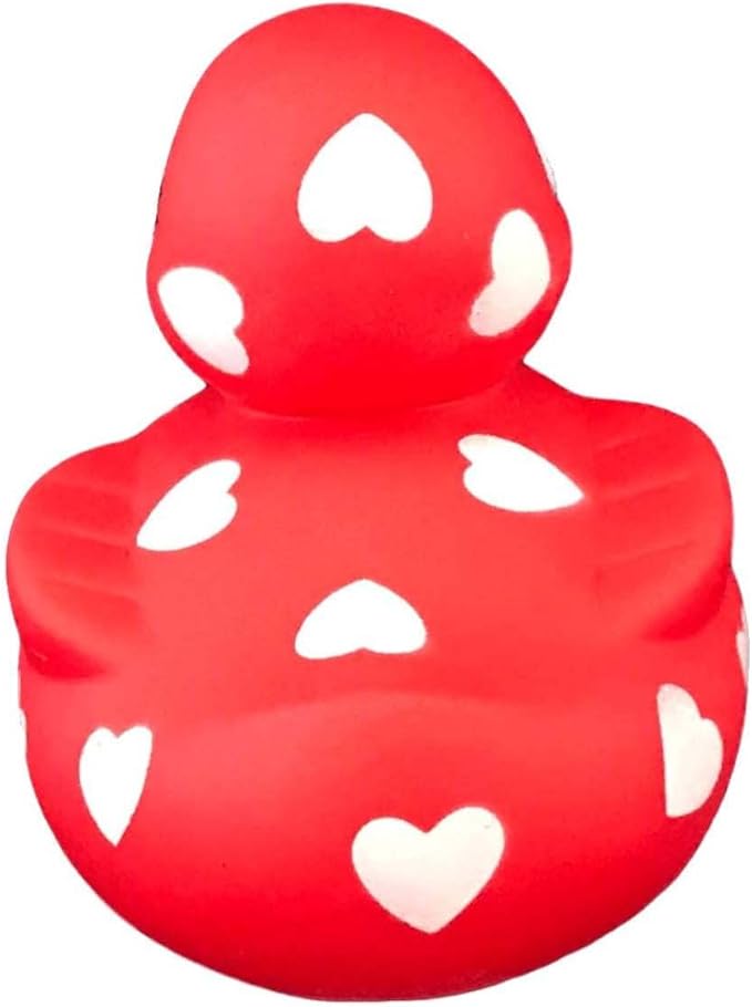 3" Rubber Duck [Squeaky, with Hole] - Baby Safe Bathtub Bathing Toy - Valentines Sweetheart Rubber Duck