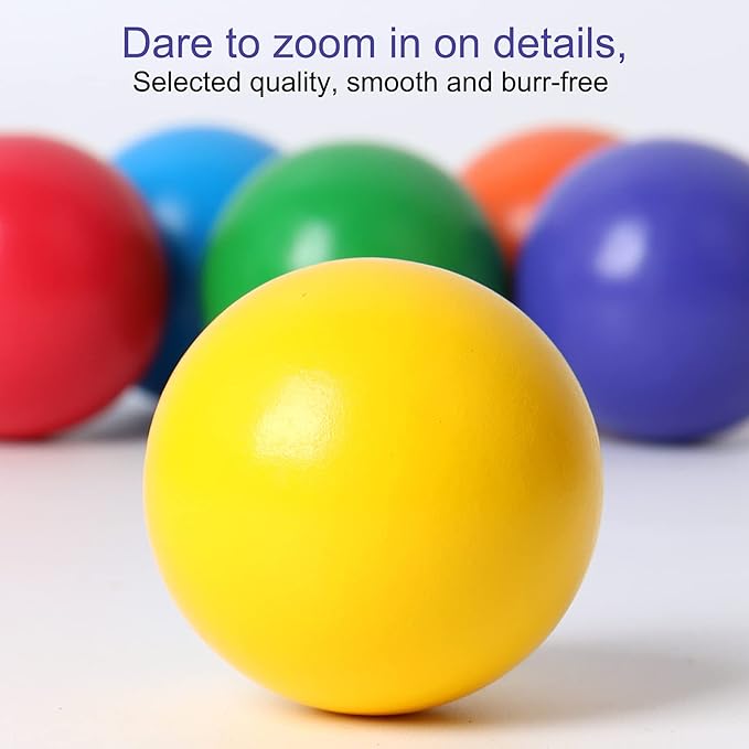 Wooden Rainbow Balls, 6 PCS Colorful Wooden Ball Toys for Toddler & Baby Grasping, Rainbow Ball Matching with Rainbow Stacker