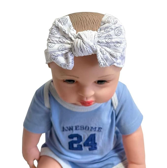 Baby Baseball Headband with Bow Headwear Sport Soccer Headband Bowknot Wide Hair Band Football Hair Bow for Toddler Infant TSFD55 (Volleyball Pattern)