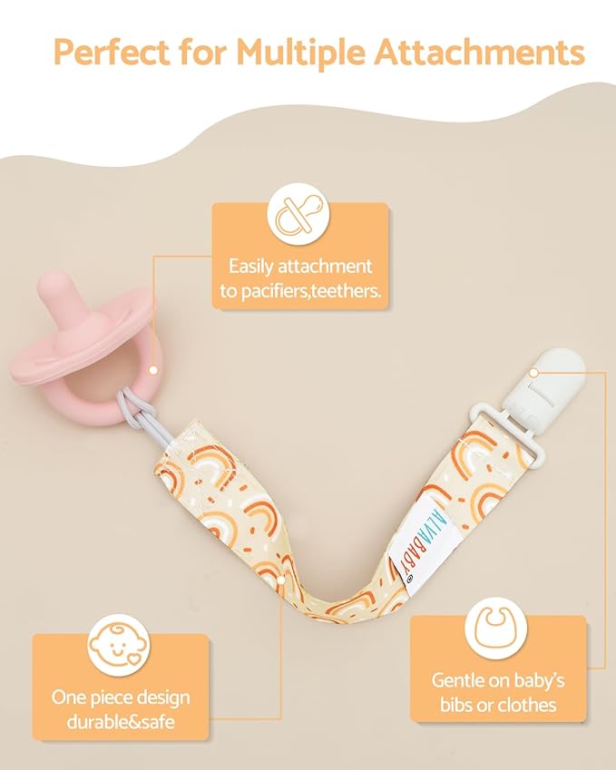 ALVABABY Pacifier Clips 8 Pack Pacifier Binky Paci Holder Leashes for Teethers 8DBP06A