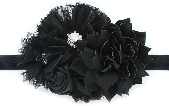 My Lello Shabby Fabric Flower Cluster Headbands Baby - Girls - Toddler Stretchy Elastic