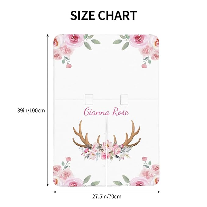Personalized Baby Car Seat Canopy with Name – Custom Floral Antler Minky Nursing Cover for Girls, Soft Stroller Cover for Infants & Newborns, Carseat Canopy for Breastfeeding