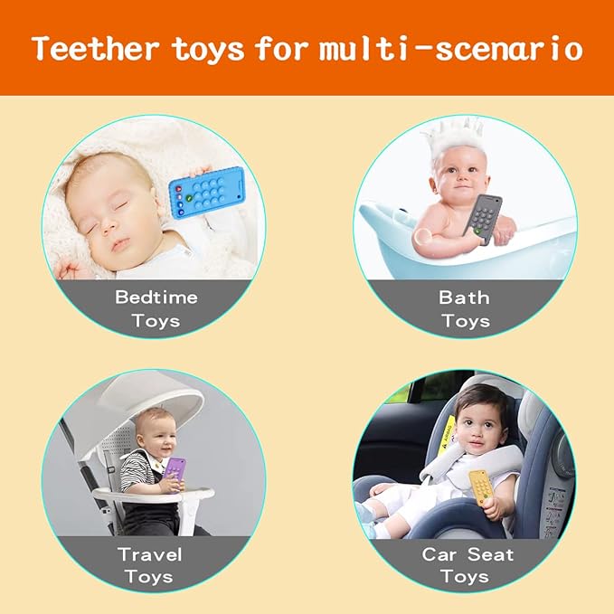 Mobile Phone Shape Teething Toys,Silicone Baby Teether Toys with Pacifier Clip for Babies 6-18 Months,Baby Chew Toys Sensory Toys for Babies 6-18 MonthsGirls Pack 1