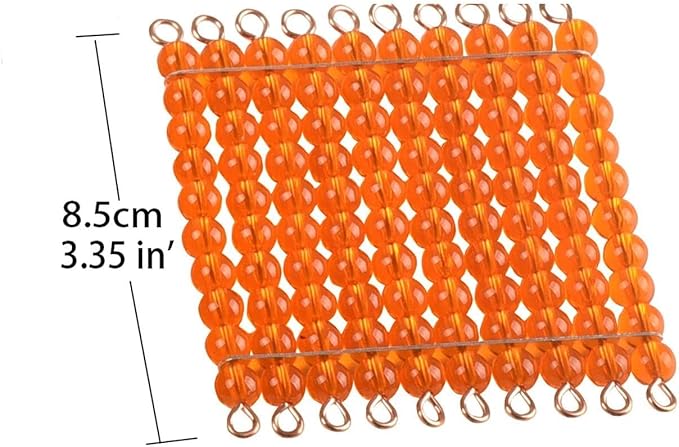 BOHS Montessori Bead Chains & Squares - Skip Counting, Multiplication, and Square Number Learning Toy for Pre-K Math Education