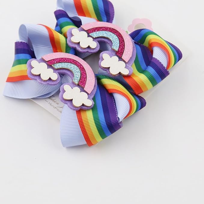 Baby Rainbow Cloud Hair Clips Bow Girls Hair Clips Pin Cloud Hair Bow Rainbow Headwear BBG17 (Hair Clips-F)