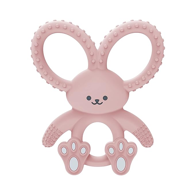 Dr. Brown's Flexees Pink Bunny Silicone Teether, HappyPaci Silicone Pacifier 0-6m 3 Pack, BPA Free