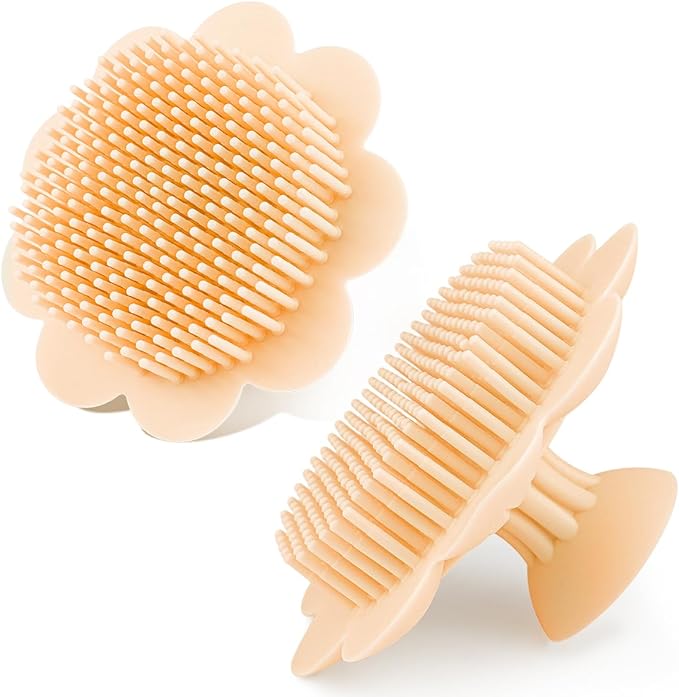 Baby Bath Silicone Brush Shower Scalp Brush Exfoliate and Massage Shampoo Scalp Scrubbie for All Hair Kid Newborn Toddler（Yellow）