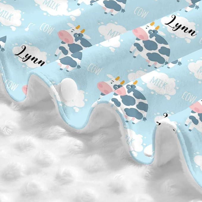 Personalized Cute Cow Milk Baby Car Seat Canopy for Babies with Name, Custom Car Seat Covers for Boys Girls, Peekaboo Opening Minky Nursing Breastfeeding Cover Infant Stroller Canopies for Newborn