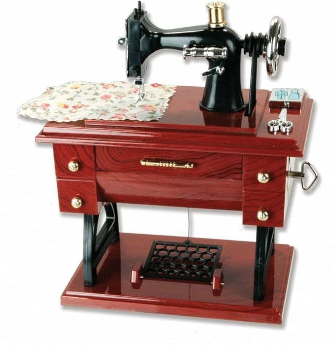 G Ganen Musical Sewing Machine Music Box Vintage Look (Brown-1)