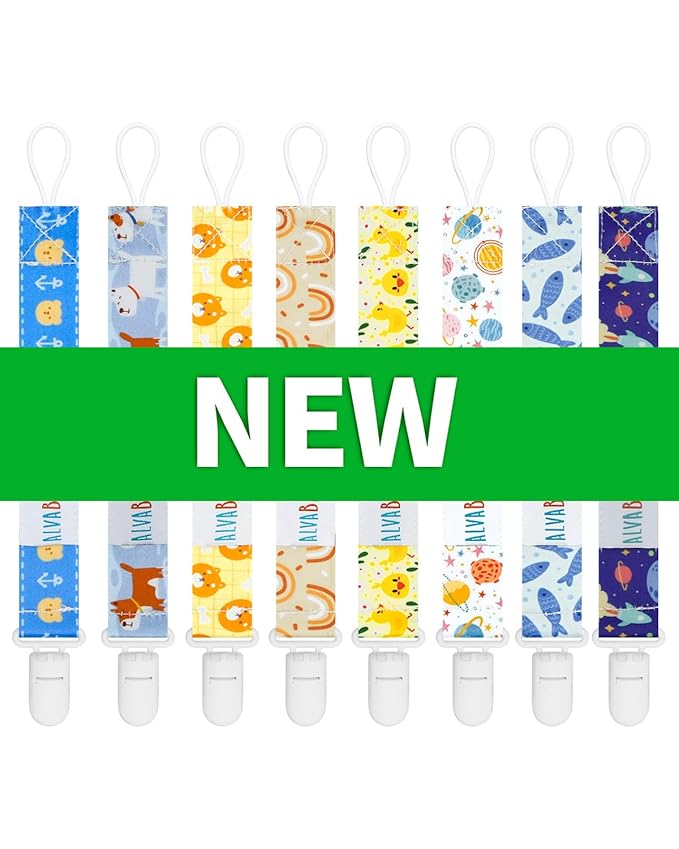 ALVABABY Pacifier Clips 8 Pack Pacifier Binky Paci Holder Leashes for Teethers 8DBP06A