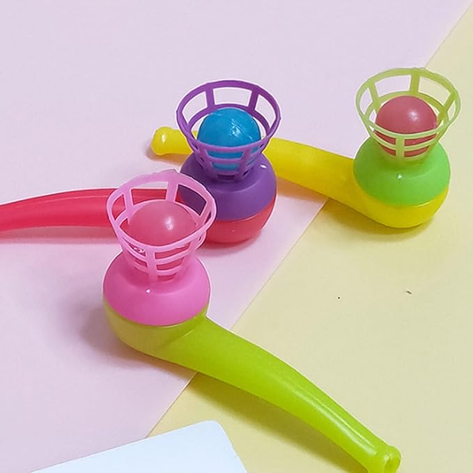 Suspended Blowing Pipe Floating Ball Children Training Floating Blowing Ball Plastic Balls Toy for Kids Floating Blow Pipe Ball