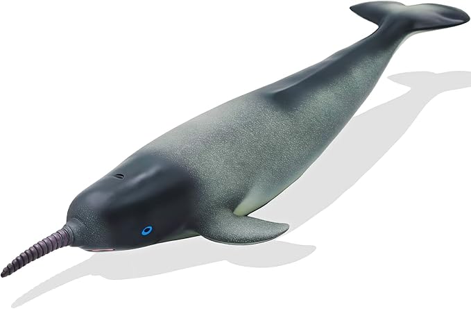 Gemini&Genius Narwhal Toy, Sea Animal Soft Plastic Marine Life Whale Action Figures Gift Great for Educational, Cake Topper, Swim, Bath Toys, Stocking Stuffers for Kids