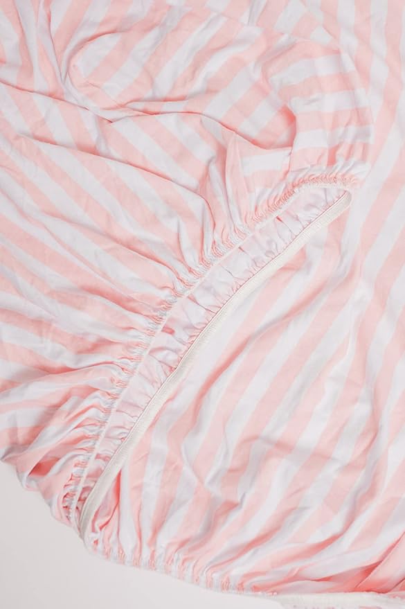 NODNAL CO. 3 Fitted Pink Mini Crib Pack n Play Playard Portable Crib Sheets Set - 100% Oeko-TEX Cotton Baby Girl Nursery Bedding - Chevron, Polka Dot, & Stripe Travel Pack and Play Playpen Sheet