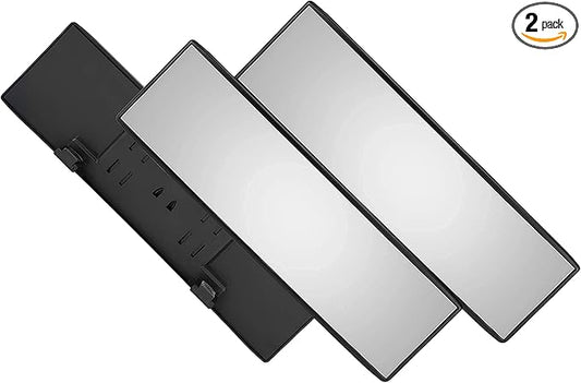 Verivue Universal Panoramic 12-Inch Rear View Mirror Pack of 2 | Anti-Glare Wide Angle Car Mirrors | Rearview Mirror Accessories for Baby Rear-Facing, Clear Panoramic Convex Mirrors for Cars and SUVs