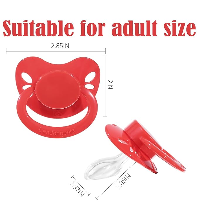Landofgenie Large Shield Adult Size Pacifiers Set Butterfly Shaped Cutie Pacifier 3 Pack - Red+Orange+Pink