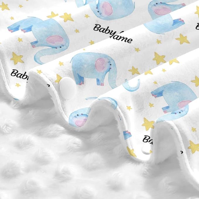 Personalized Watercolor Elephant Baby Infant Car Seats Canopy for Babies with Name, Custom Car Seat Covers for Baby Boys Girls, Peekaboo Minky Nursing Breastfeeding Stroller Canopies for Newborn