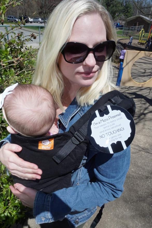 Three Little Tots Two Pack - Micro Preemie No Touching Baby Car Seat and Stroller Signs - CPSIA Safety Tested