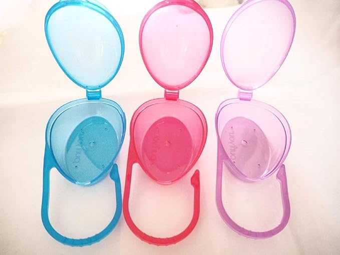 purifyou PurePouch BPA-Free Pacifier Case Holder & Nipple Shield Case, Hold Up to Two and Three Pacifiers and Pacifier Clips Per Container with Free Mesh Sack (Set of 3, Mixed)