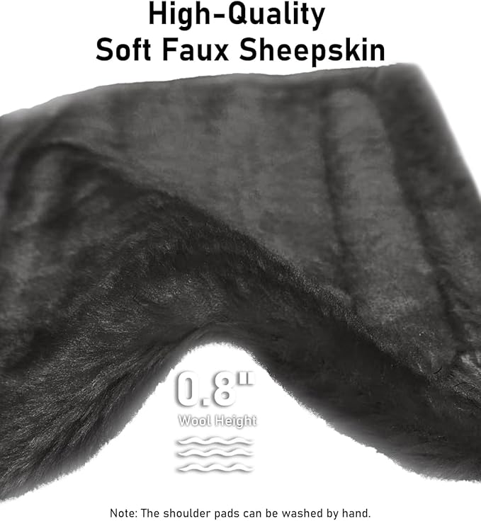 BELINOUS Faux Sheepskin Seat Belt Cover, Soft & Comfortable Seat Belt Shoulder Pad, Thick Car Seat Belt Cushion, Seat Belt Neck Protector for Kids Adults 4 Pack (Dark Gray)
