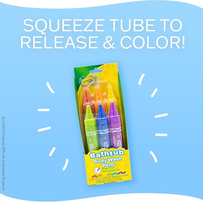 Crayola Scented Body Wash Pens, 10 Pack Washable Bath Paint in Assorted Colors, Non-Toxic for Toddlers and Kids Bathtime Fun