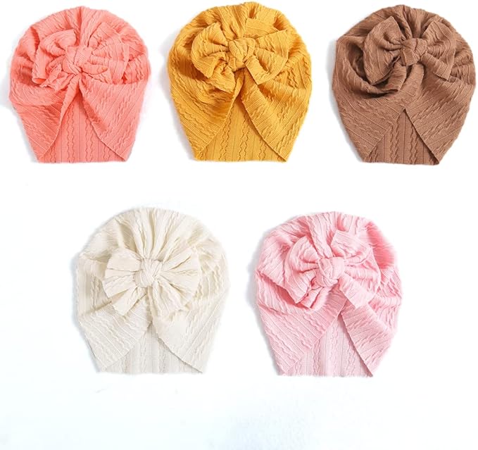 Newborn Babies Headwrap Hat Infant Toddler Cotton Soft Cute Nursery Beanie Headbands Top Bowknot Cap