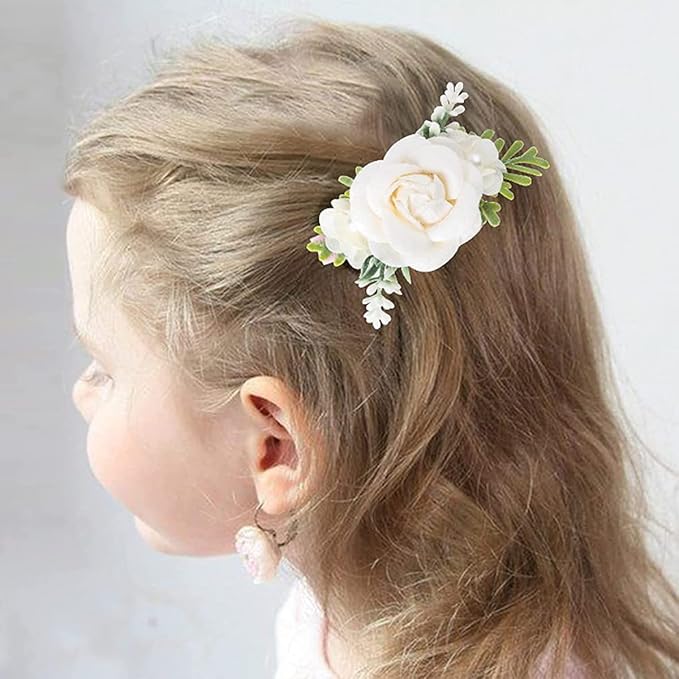 Flower Hair Clips Set for Baby Girl Lightweight Floral Hair Bow Accessories with Boutique Fully Lined Alligator Clip for Toddler Teens Gifts (AD)