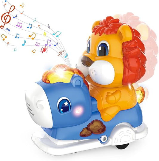 Baby Crawling Walking Toys for Toddlers with Adorable Shape, Musical Car Crawling Developmental Toys with Sounds and Lights, Ideal Gifts for Babies