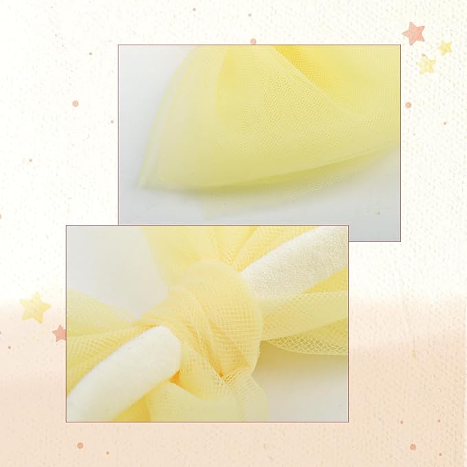 4 Pcs 4.5’’ Organza Lace Bow for Baby Girls Orange Headbands Blue Mesh Hair Bows Baby Shower Gifts for Newborn Infant Toddler Girl