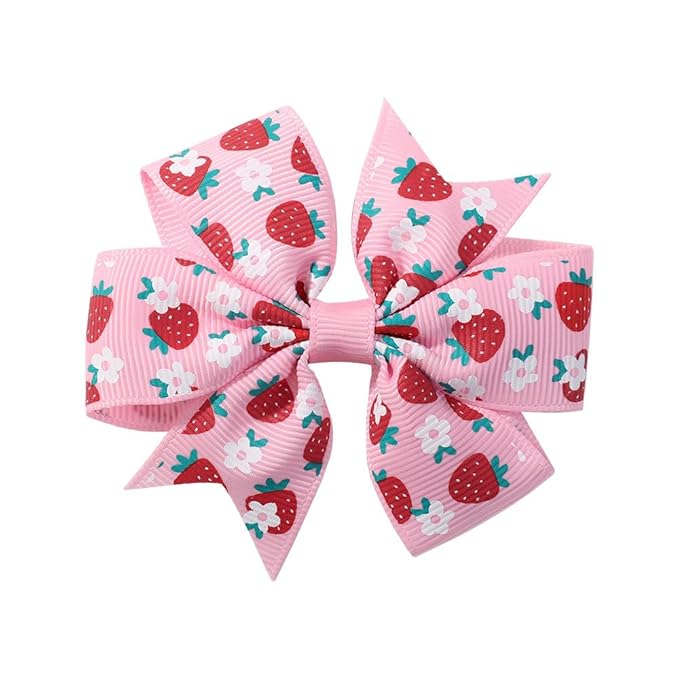 Strawberry Snap Clips Baby Girls Fruit Hair Bow Clips Strawberry Hair Ring Tie BBW24 (Set-O)