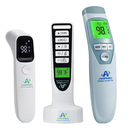 Amplim Baby Care Bundle Non-Contact Touchless Infrared Digital Forehead Thermometer