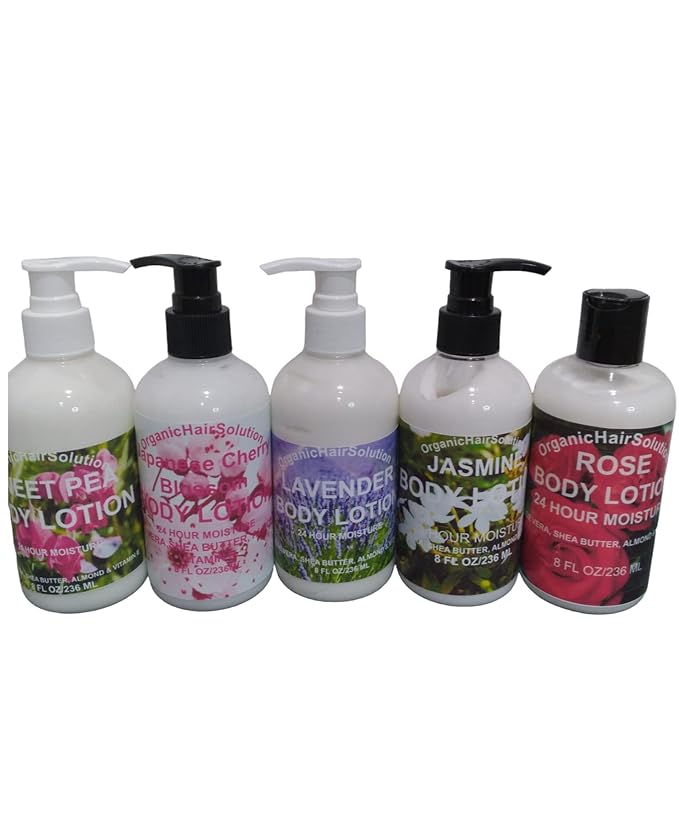 Organic Hair Solution-Body Lotion -Daily Moisturizing- with Soothing Aloe Vera and Vitamin E- Dry Skin, Non-Greasy-Shea Butter, Almond oil- For both Males & Females- Natural Fragrance-Vegan (Rose)