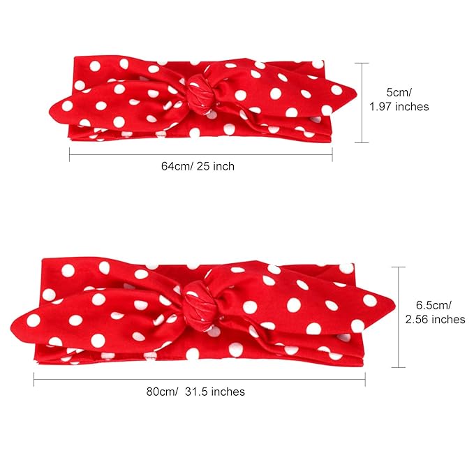 WILLBOND Parent Baby Girl Turban Headband 2 Pcs Girl Red Black Plaid Headbands with Bow for Mom Baby Mother's Day